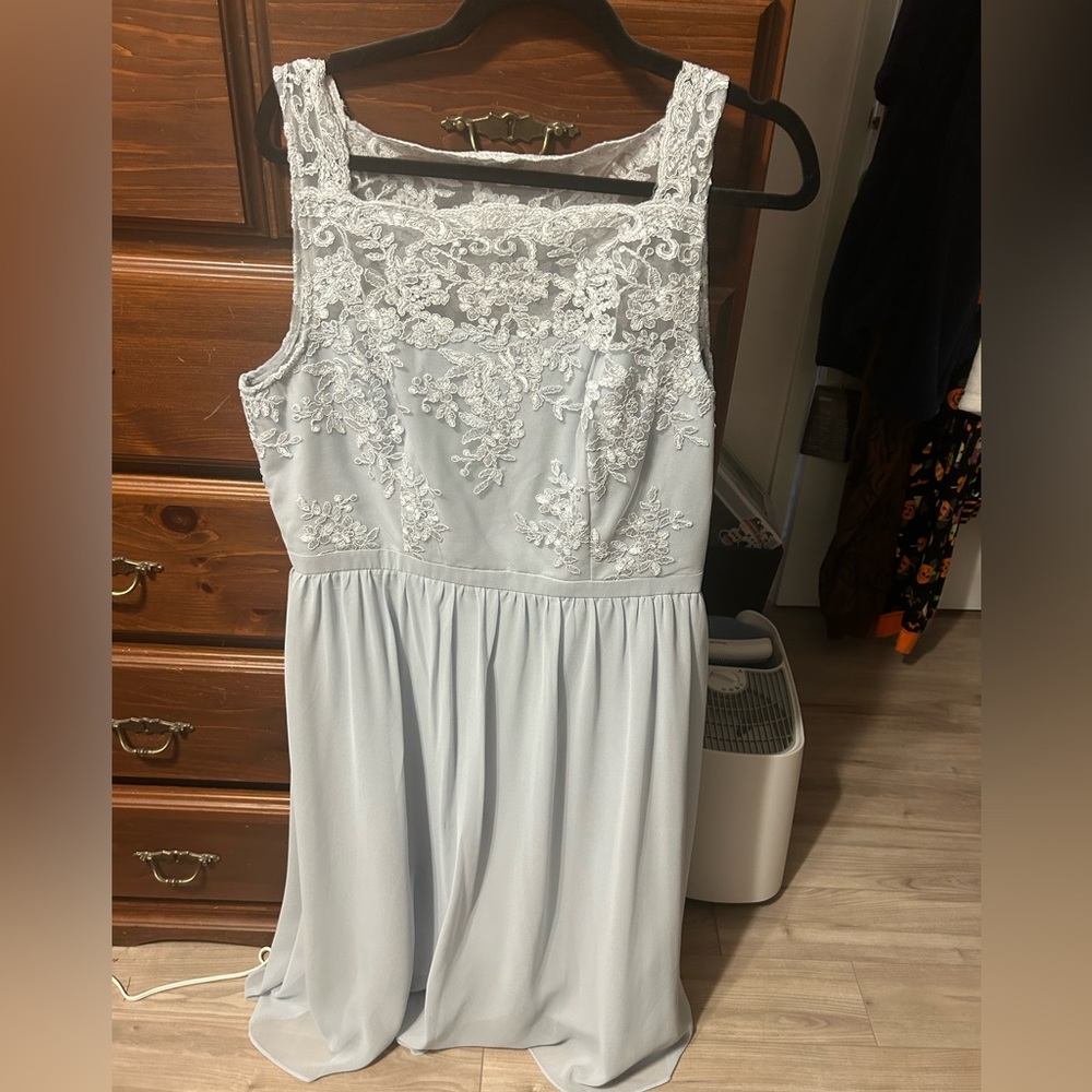 Chi chi London blue lace Cinderella dress size 12 US UK 16 worn once